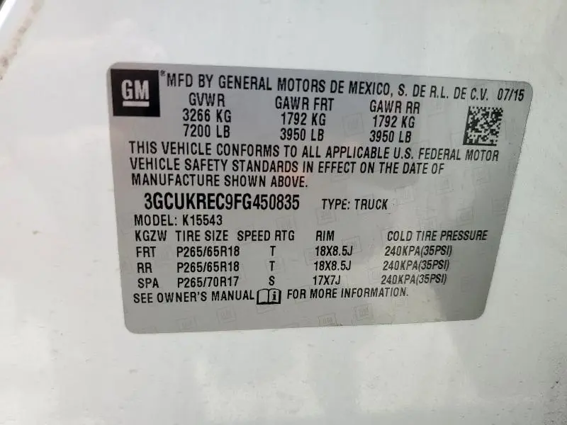 2015 CHEVROLET SILVERADO K1500 LT  