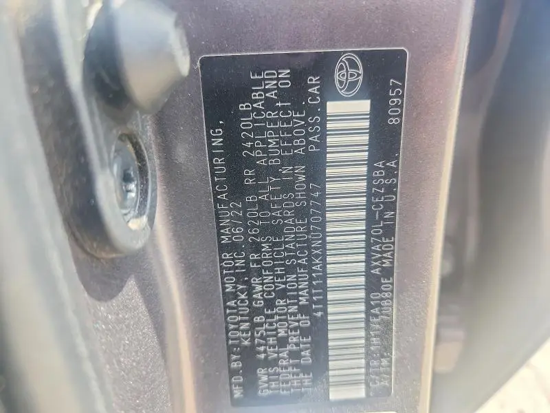 2022 TOYOTA CAMRY SE  