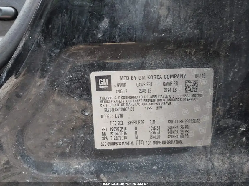 2019 CHEVROLET TRAX LT