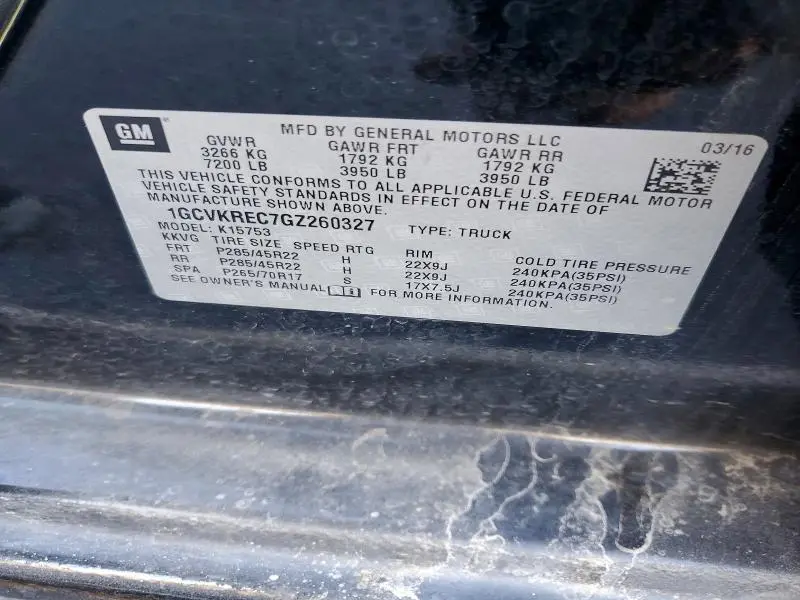 2016 CHEVROLET SILVERADO K1500 LT  