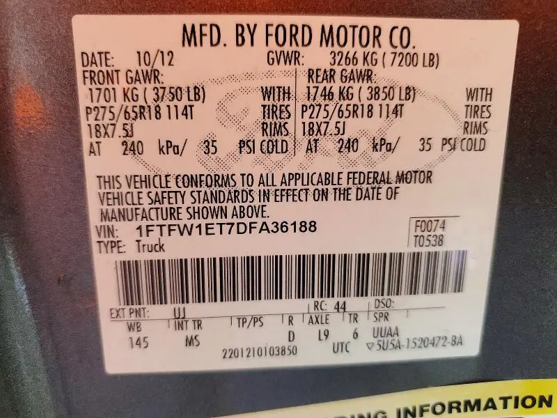 2013 FORD F150 SUPERCREW  