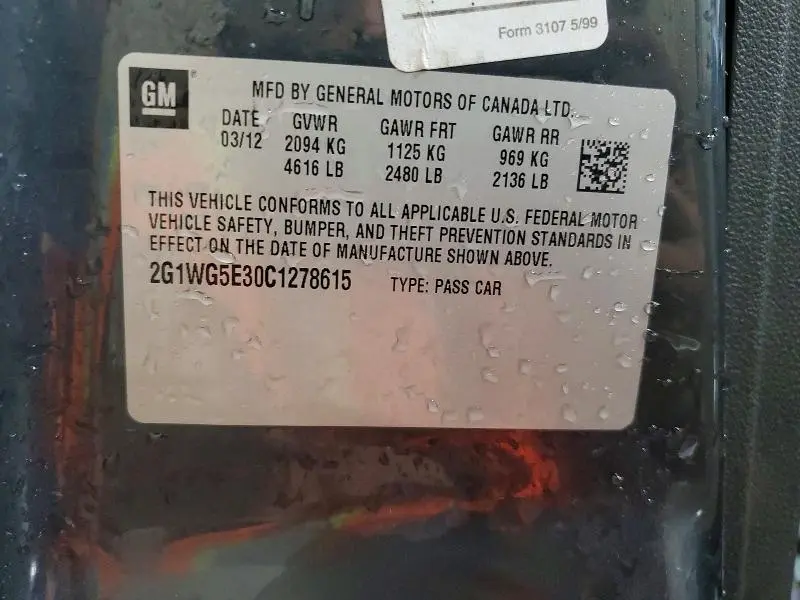 2012 CHEVROLET IMPALA LT  