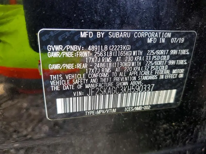 2019 SUBARU FORESTER PREMIUM  