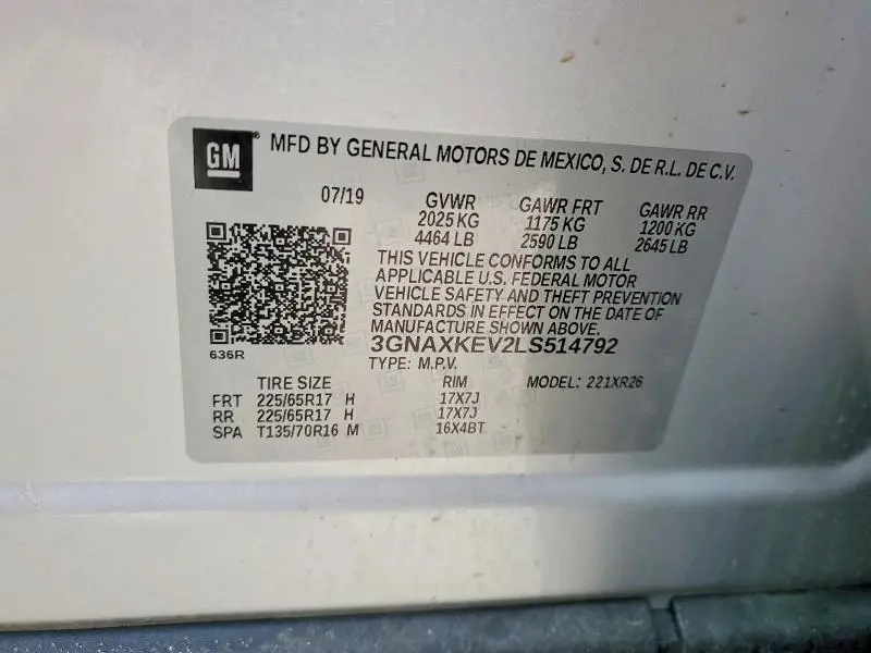 2020 CHEVROLET EQUINOX LT  