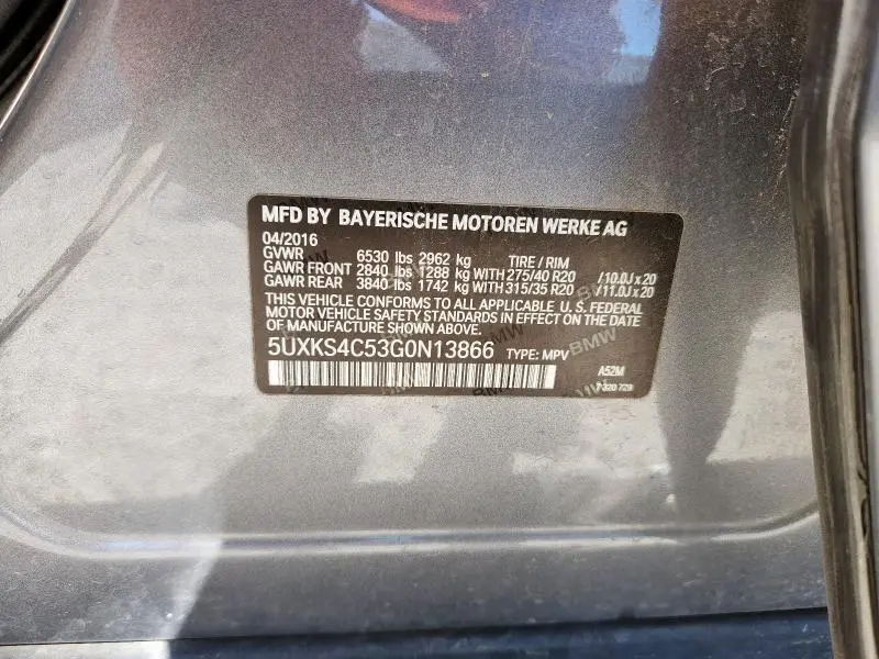 2016 BMW X5 XDRIVE35D  