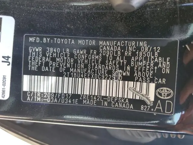 2013 TOYOTA COROLLA BASE  