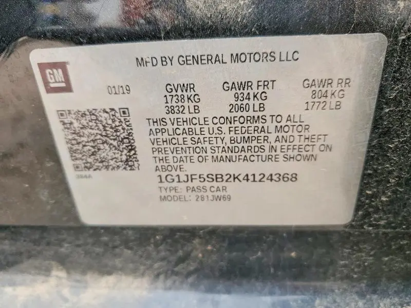 2019 CHEVROLET SONIC PREMIER  