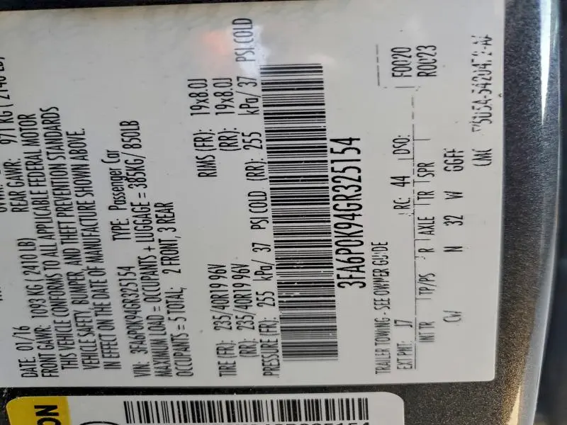 2016 FORD FUSION TITANIUM  