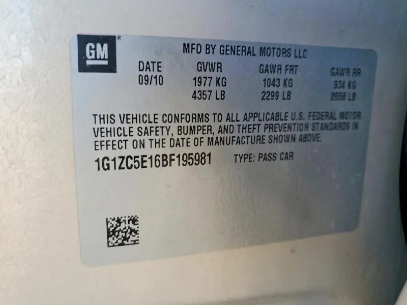 2011 CHEVROLET MALIBU 1LT  