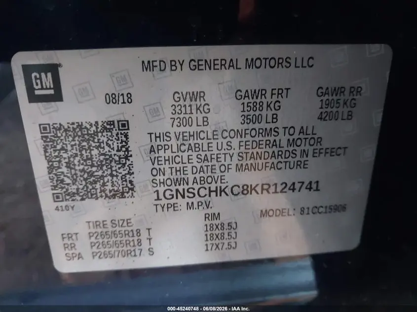 2019 CHEVROLET SUBURBAN LT