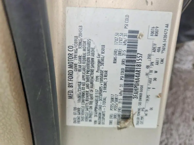 2010 FORD FUSION SE  
