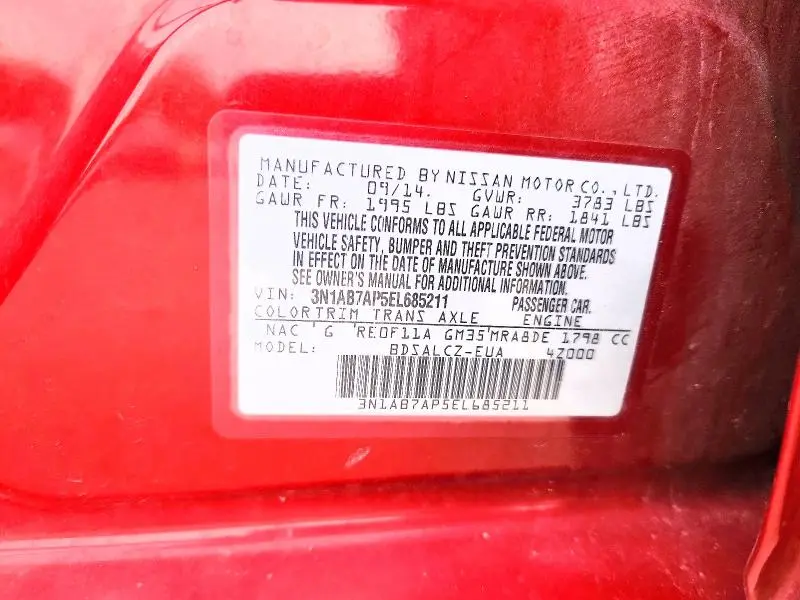 2014 NISSAN SENTRA S  