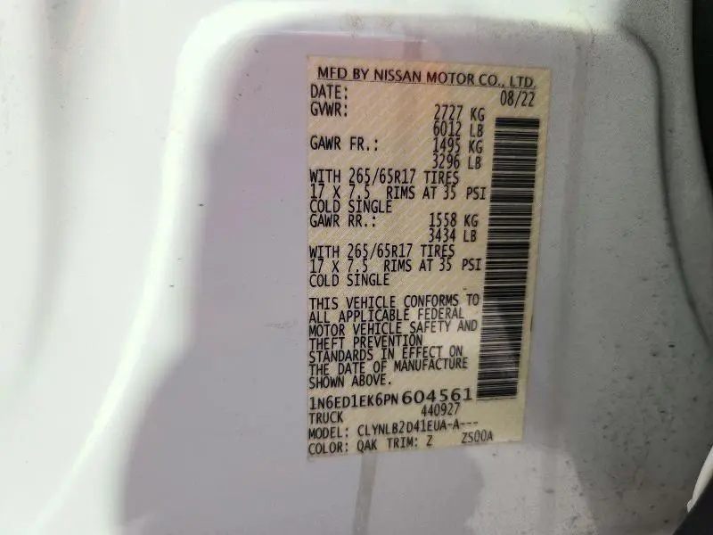 2023 NISSAN FRONTIER SV  
