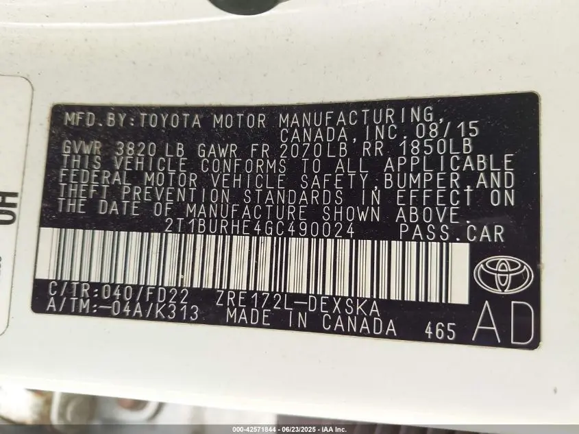 2016 TOYOTA COROLLA S W/SPECIAL EDITION PKG