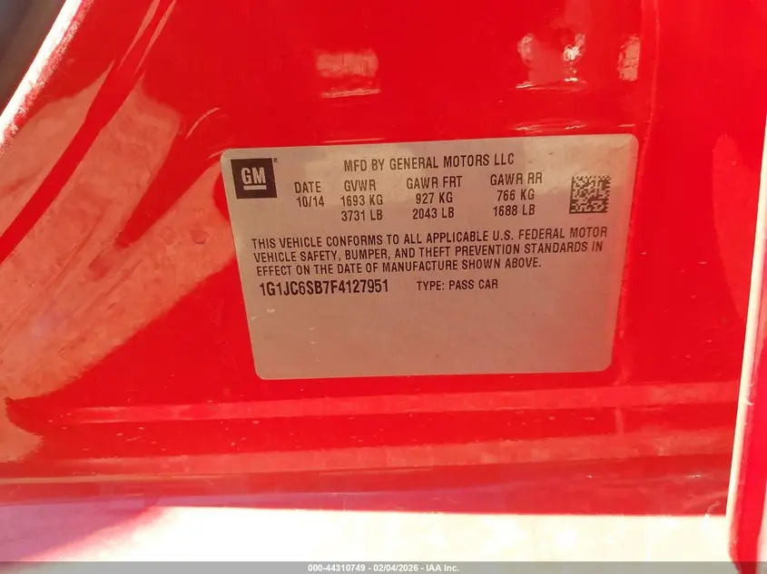 2015 CHEVROLET SONIC LT AUTO