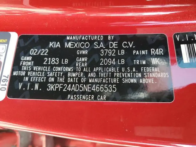 2022 KIA FORTE FE  