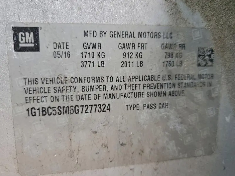 2016 CHEVROLET CRUZE LS  