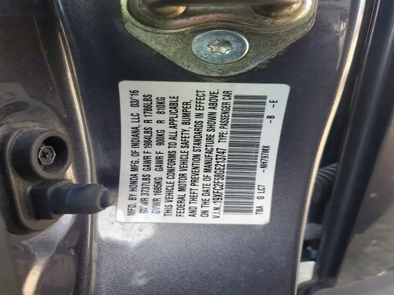 2016 HONDA CIVIC LX  