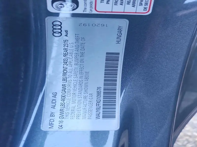 2016 AUDI A3 PREMIUM PLUS S-LINE  