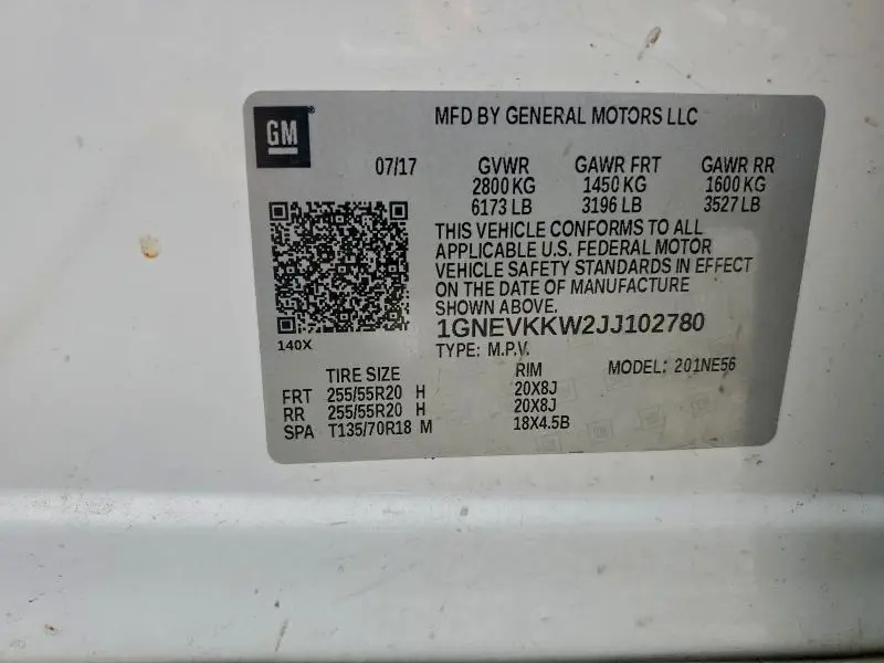 2018 CHEVROLET TRAVERSE HIGH COUNTRY  