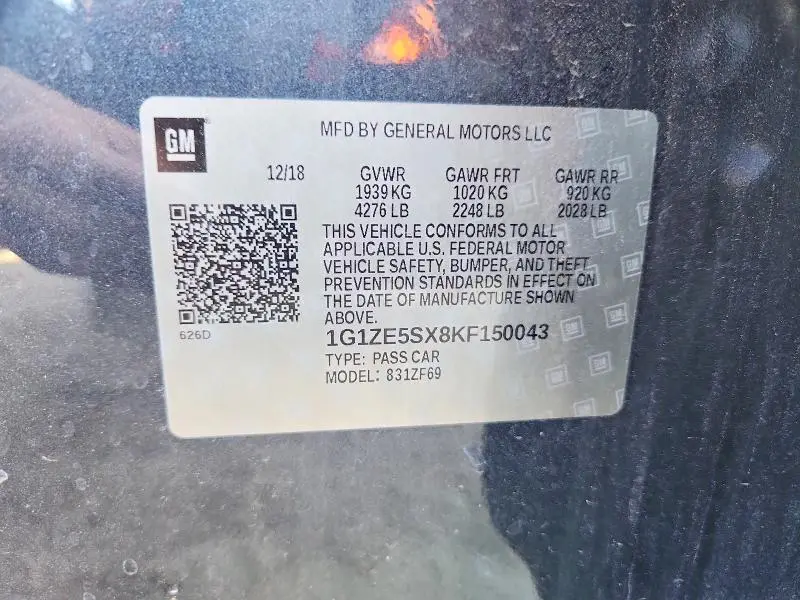 2019 CHEVROLET MALIBU PREMIER  