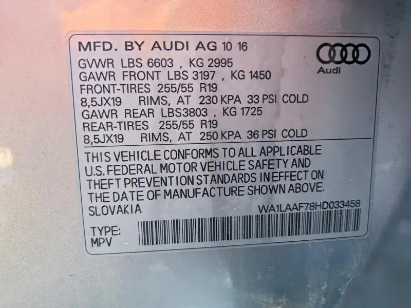 2017 AUDI Q7 PREMIUM PLUS  