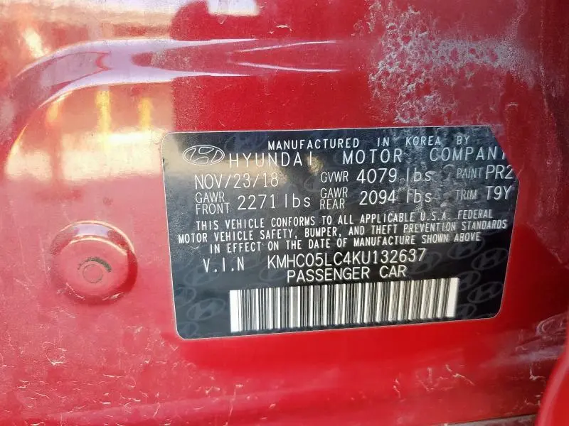 2019 HYUNDAI IONIQ LIMITED  