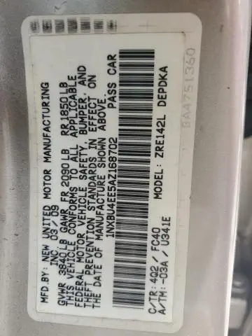 2010 TOYOTA COROLLA BASE  