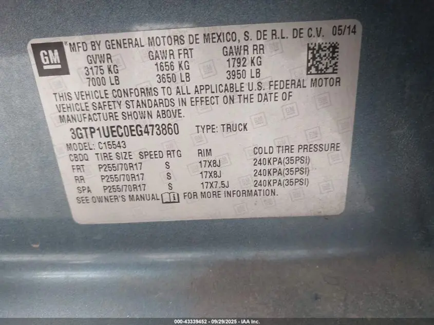 2014 GMC SIERRA 1500 SLE