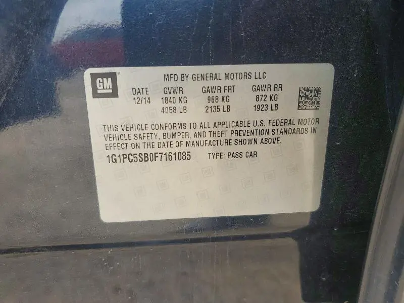 2015 CHEVROLET CRUZE LT  