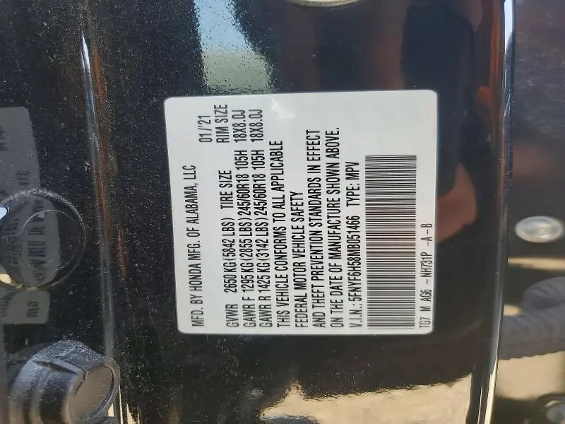 2021 HONDA PILOT EXL  