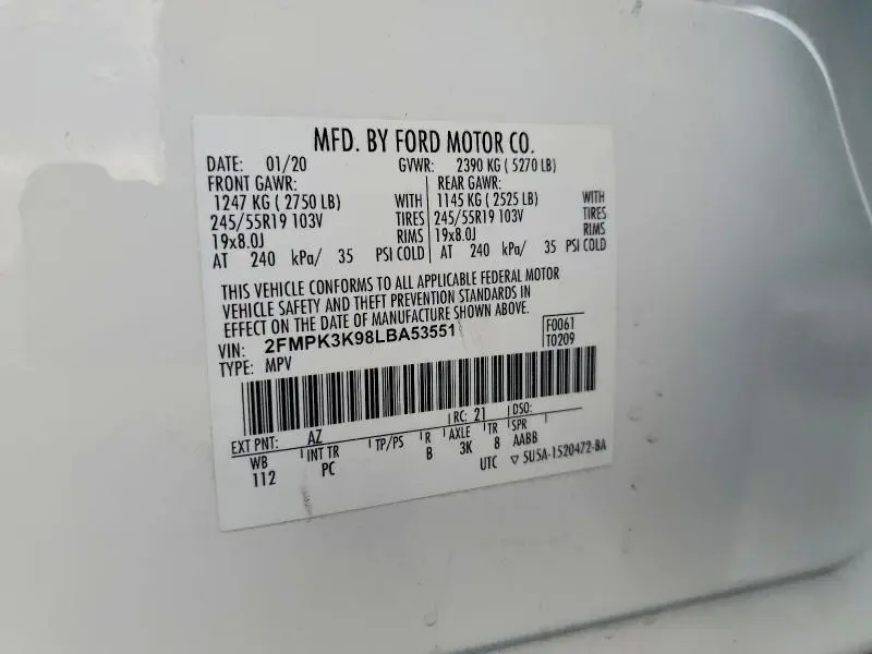 2020 FORD EDGE TITANIUM  