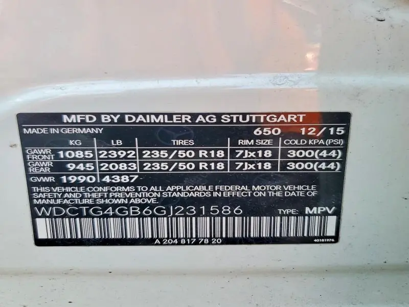2016 MERCEDES-BENZ GLA 250 4MATIC  