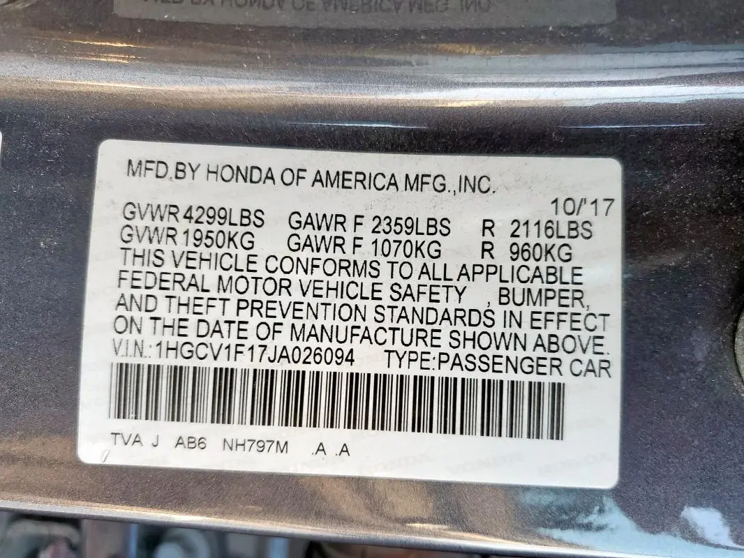 2018 HONDA ACCORD LX  