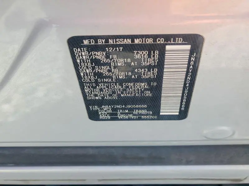 2018 NISSAN ARMADA SV  