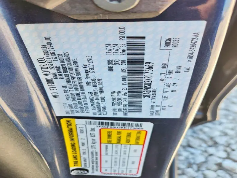 2019 FORD FUSION TITANIUM  