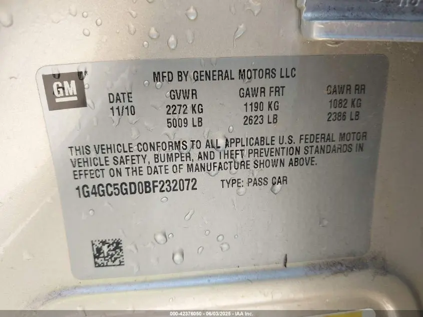 2011 BUICK LACROSSE CXL