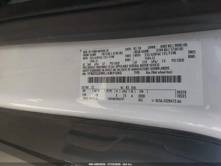 2018 FORD TRANSIT-350 XL