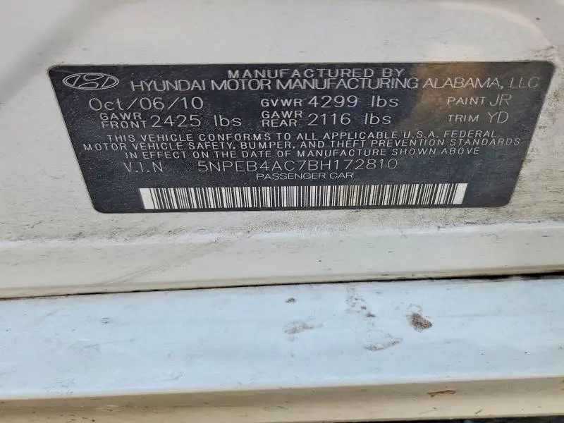 2011 HYUNDAI SONATA GLS  