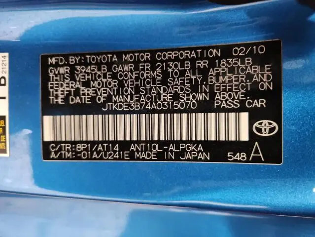 2010 TOYOTA SCION TC   