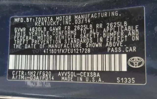 2014 TOYOTA CAMRY HYBRID  