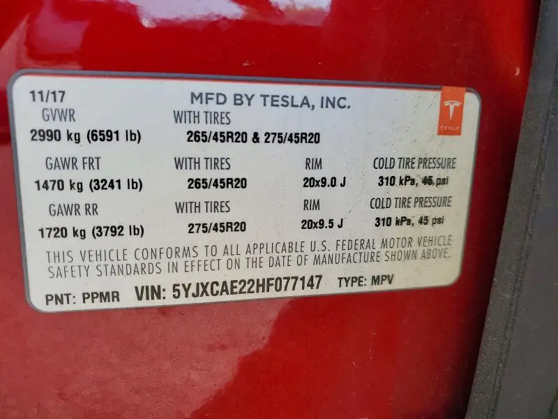2017 TESLA MODEL X   