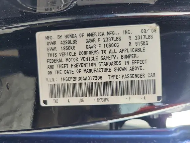 2010 HONDA ACCORD LX  