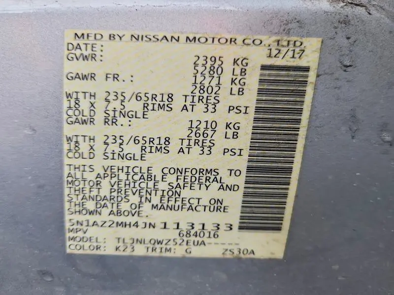 2018 NISSAN MURANO S  