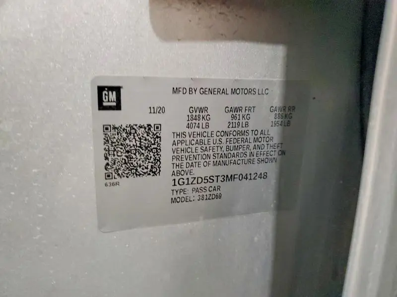 2021 CHEVROLET MALIBU LT  