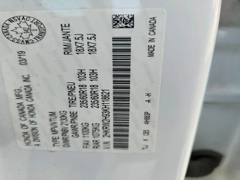 2019 HONDA CR-V TOURING  