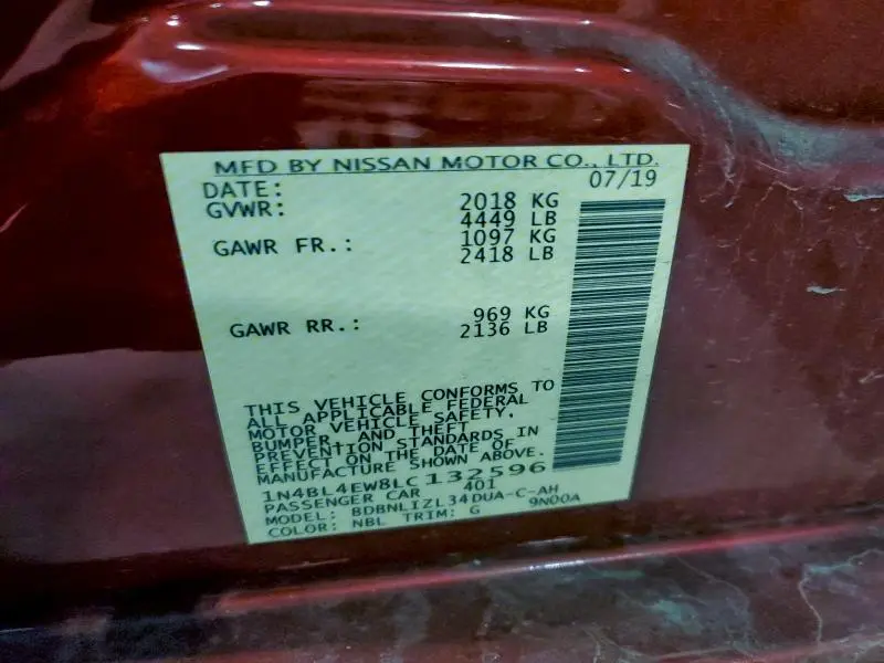 2020 NISSAN ALTIMA SL  