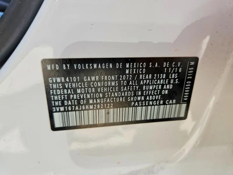 2017 VOLKSWAGEN JETTA S  