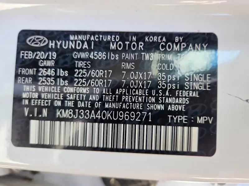 2019 HYUNDAI TUCSON VALUE  