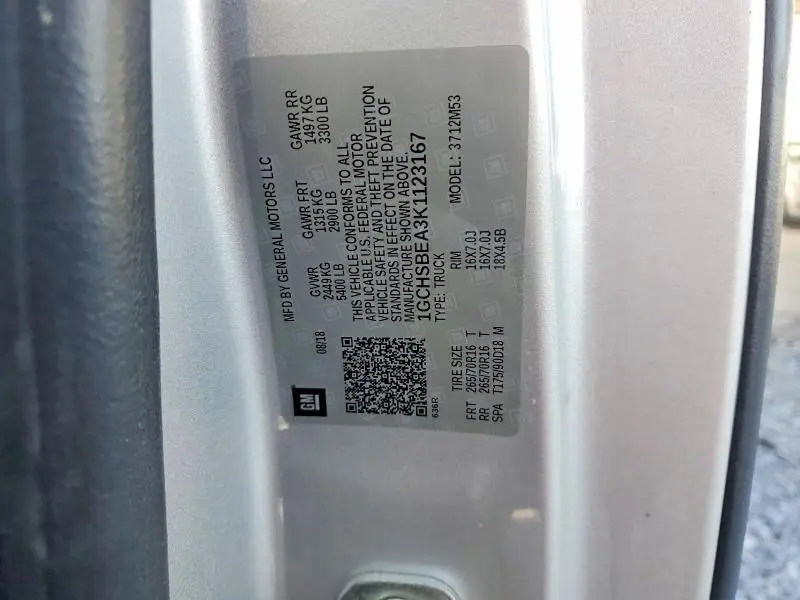 2019 CHEVROLET COLORADO   